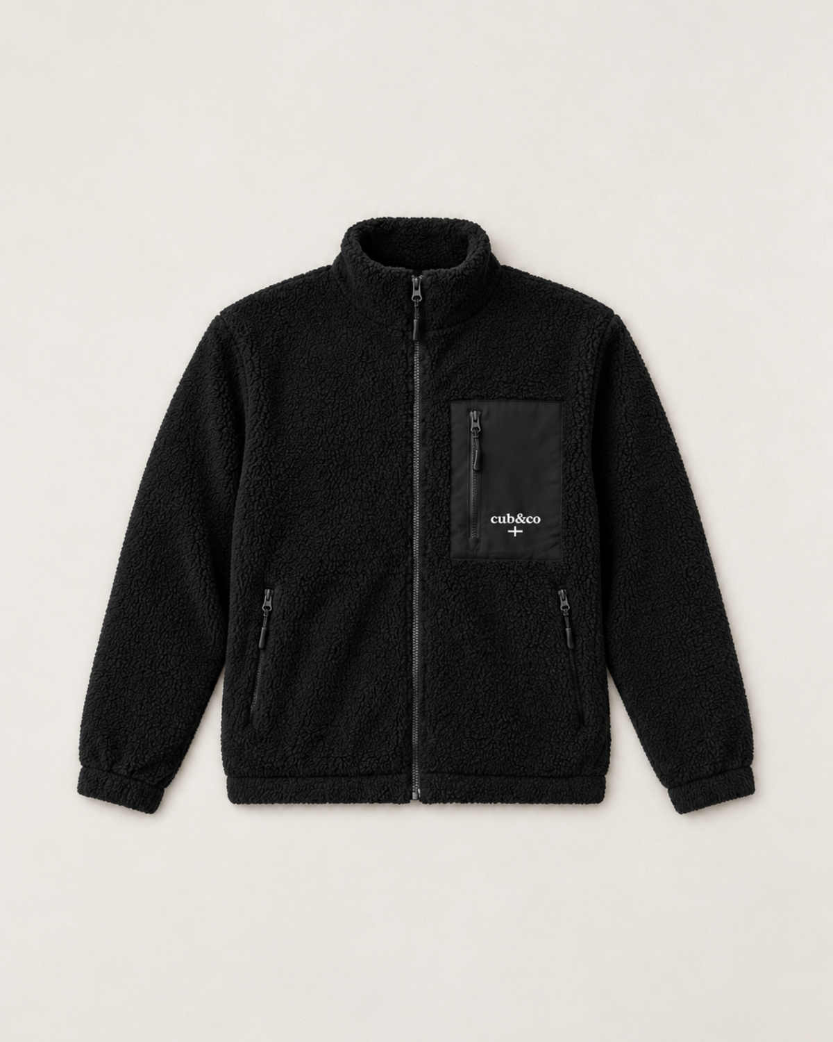 Kernow Heavyweight Sherpa Fleece Jacket – Black