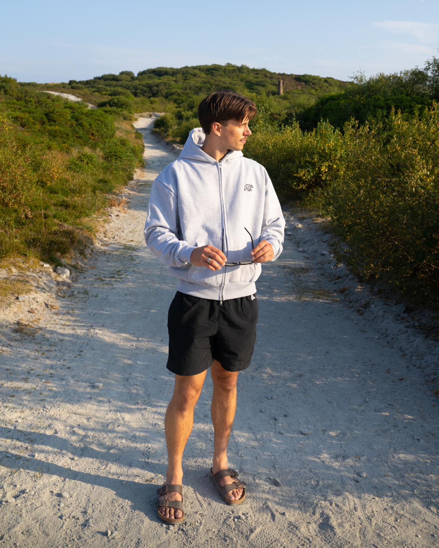 Bear Heavyweight Full Zip Hoodie - Heather Grey