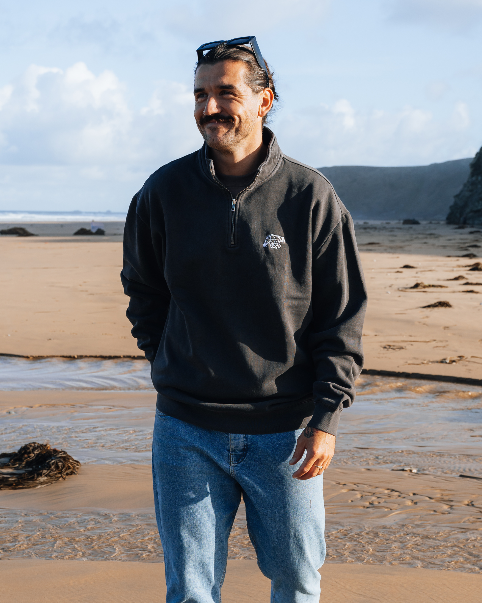 Bear Essentials Washed Black Quarter Zip