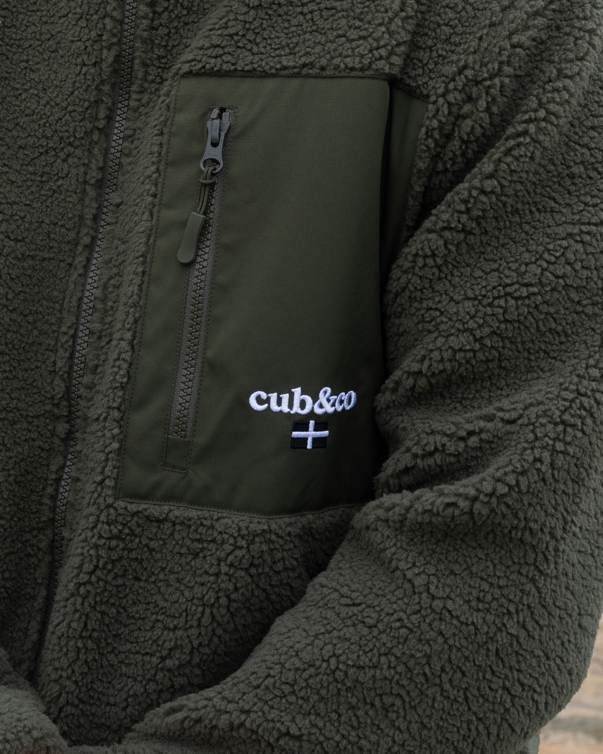 Kernow Heavyweight Sherpa Fleece Jacket – Moss Green