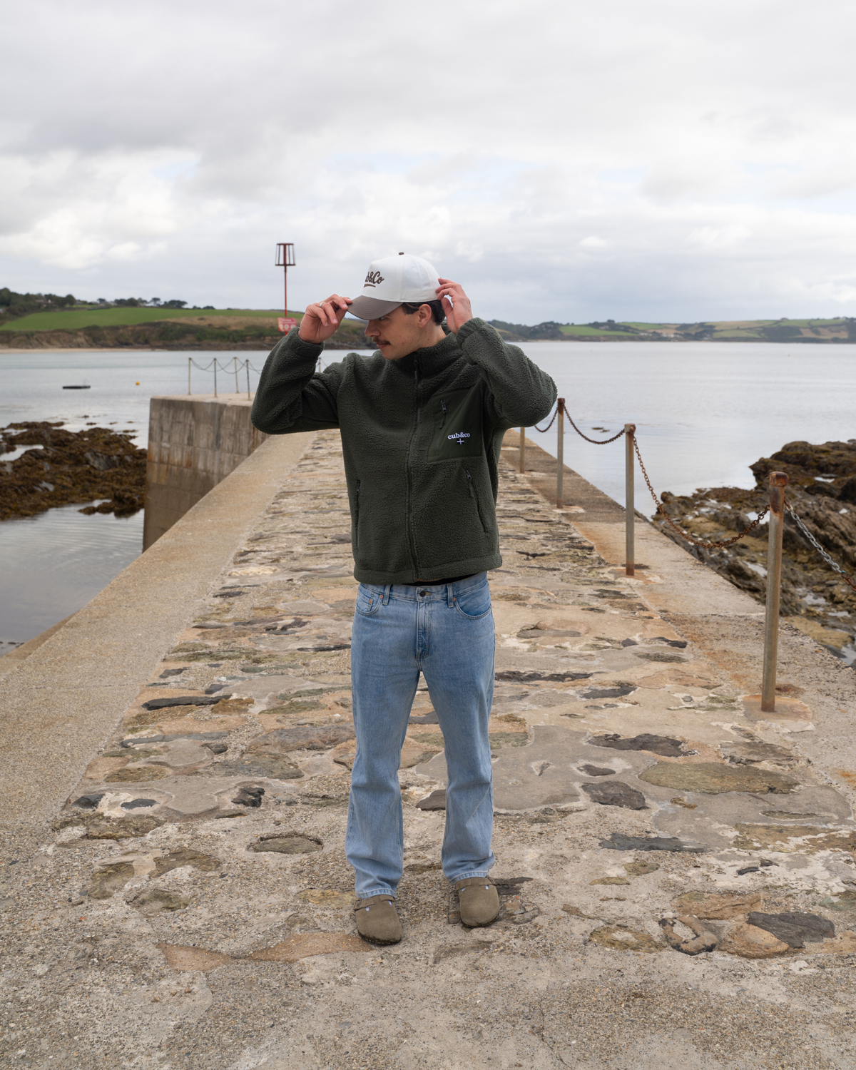 Kernow Heavyweight Sherpa Fleece Jacket – Moss Green