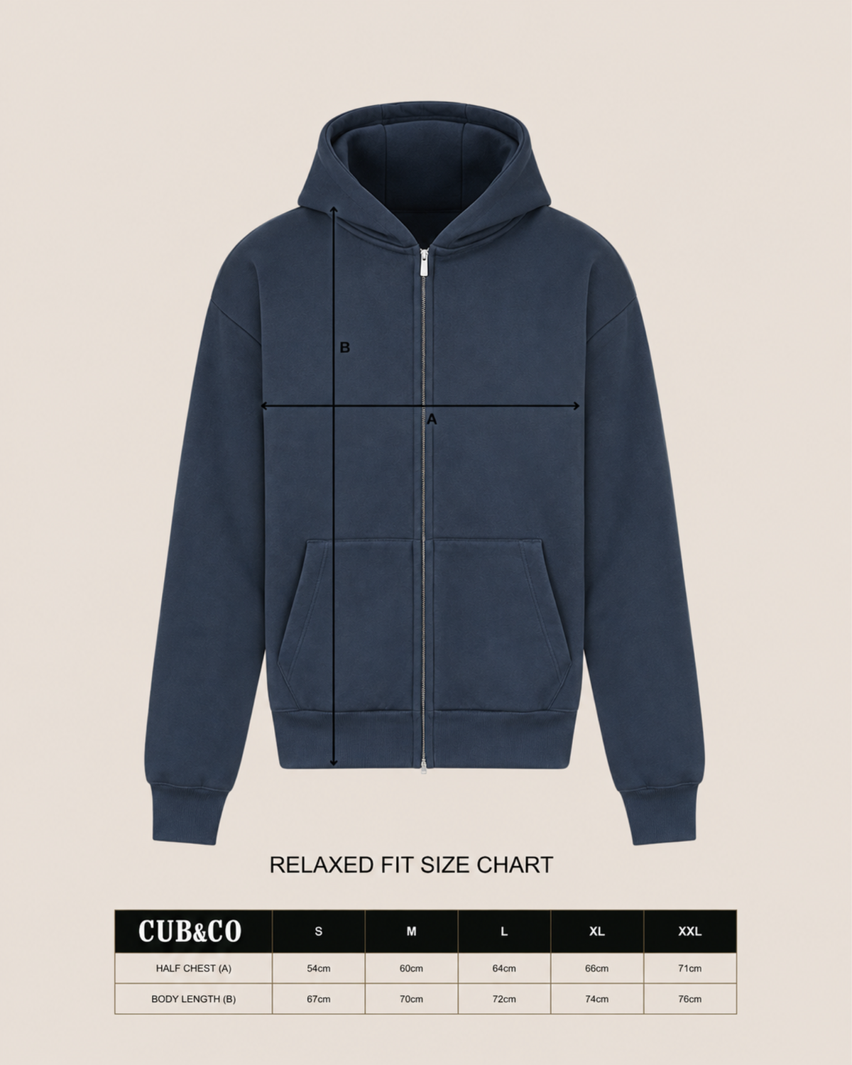 Cornish Cliffs Full Zip Hoodie – Navy