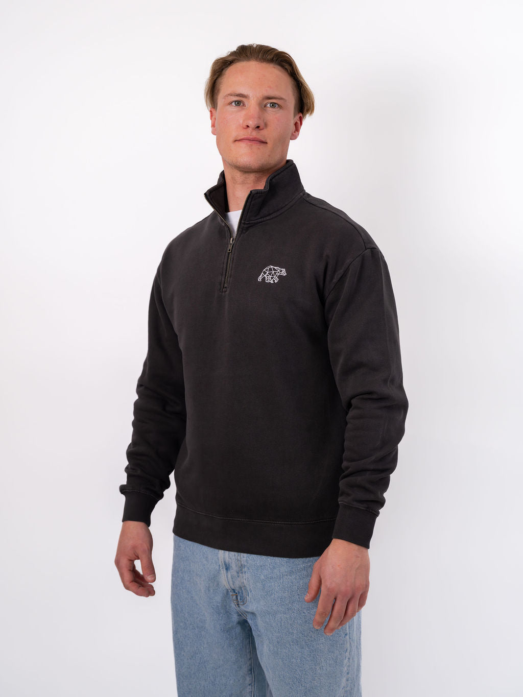 Bear Essentials Washed Black Quarter Zip