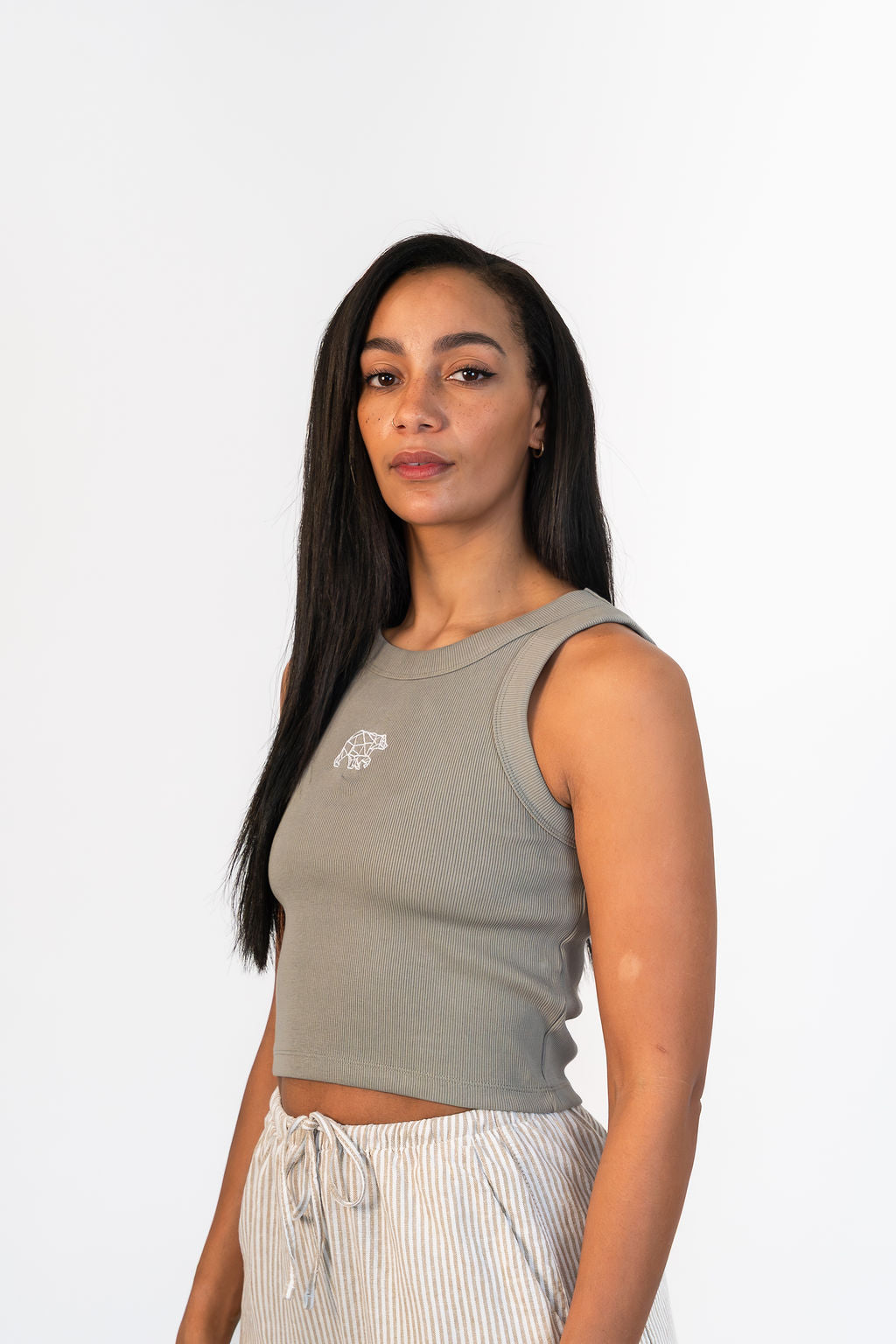 Bear Basic Ribbed Vest - Khaki