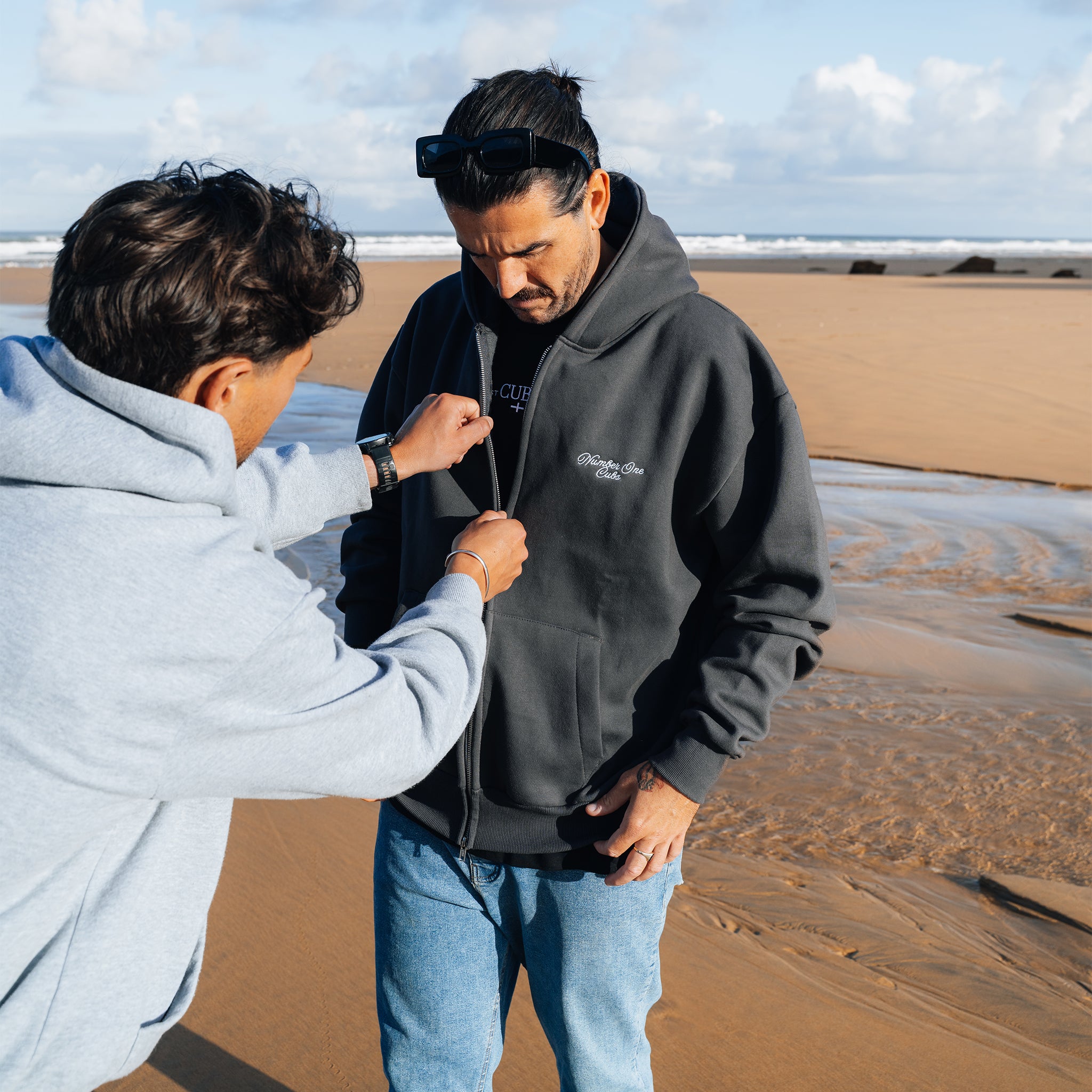 Written Heavyweight Zip Up Hoodie - Slate Grey