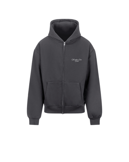 Written Heavyweight Zip Up Hoodie - Slate Grey