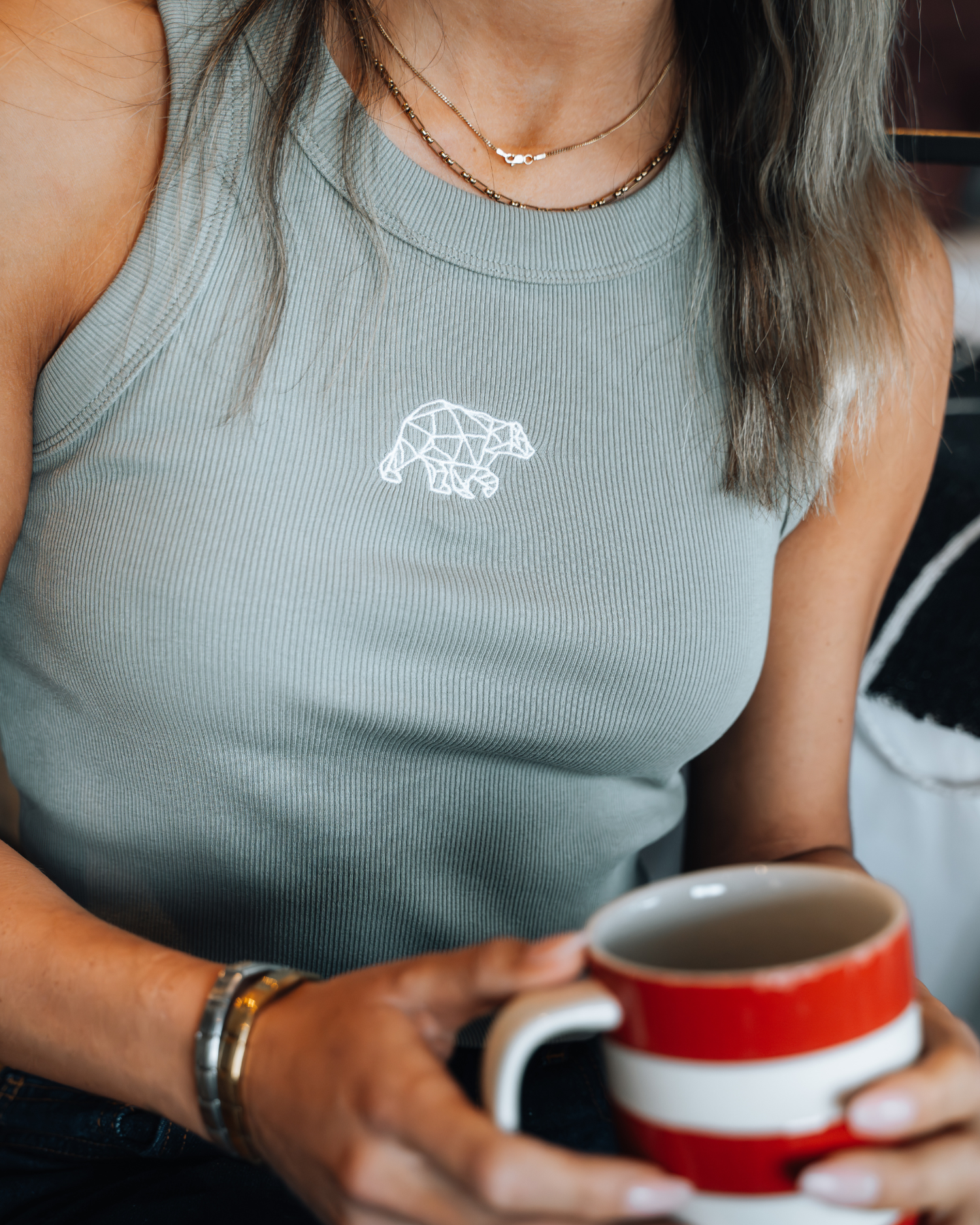 Bear Basic Ribbed Vest - Khaki