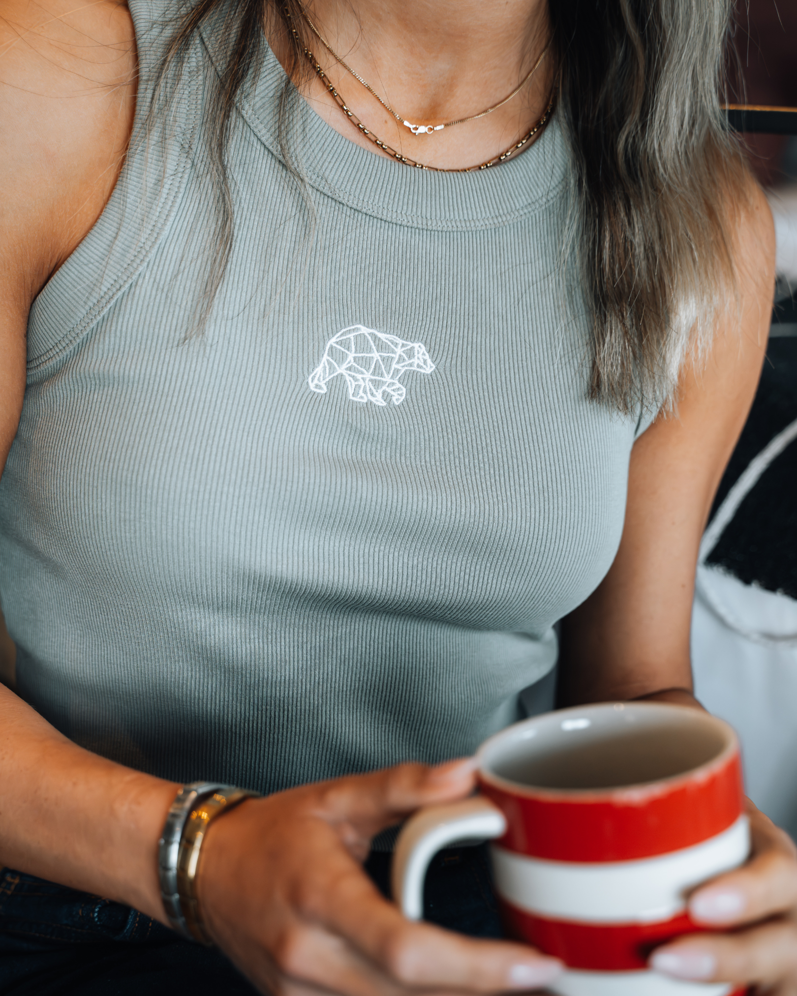 Bear Basic Ribbed Vest - Khaki