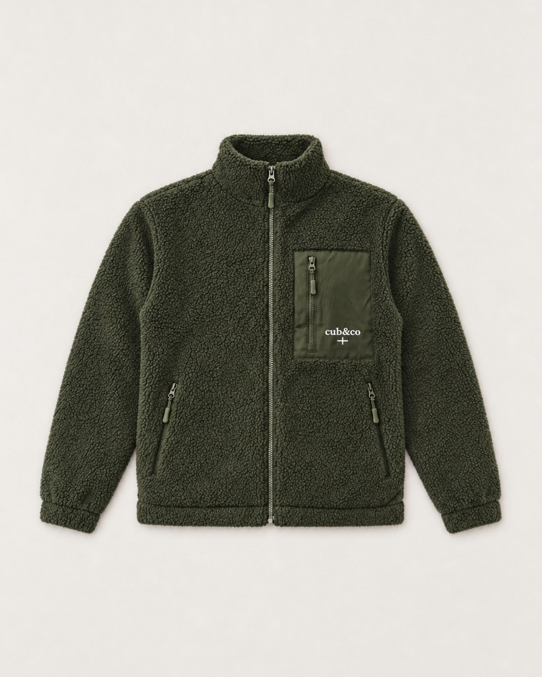 Kernow Heavyweight Sherpa Fleece Jacket – Moss Green