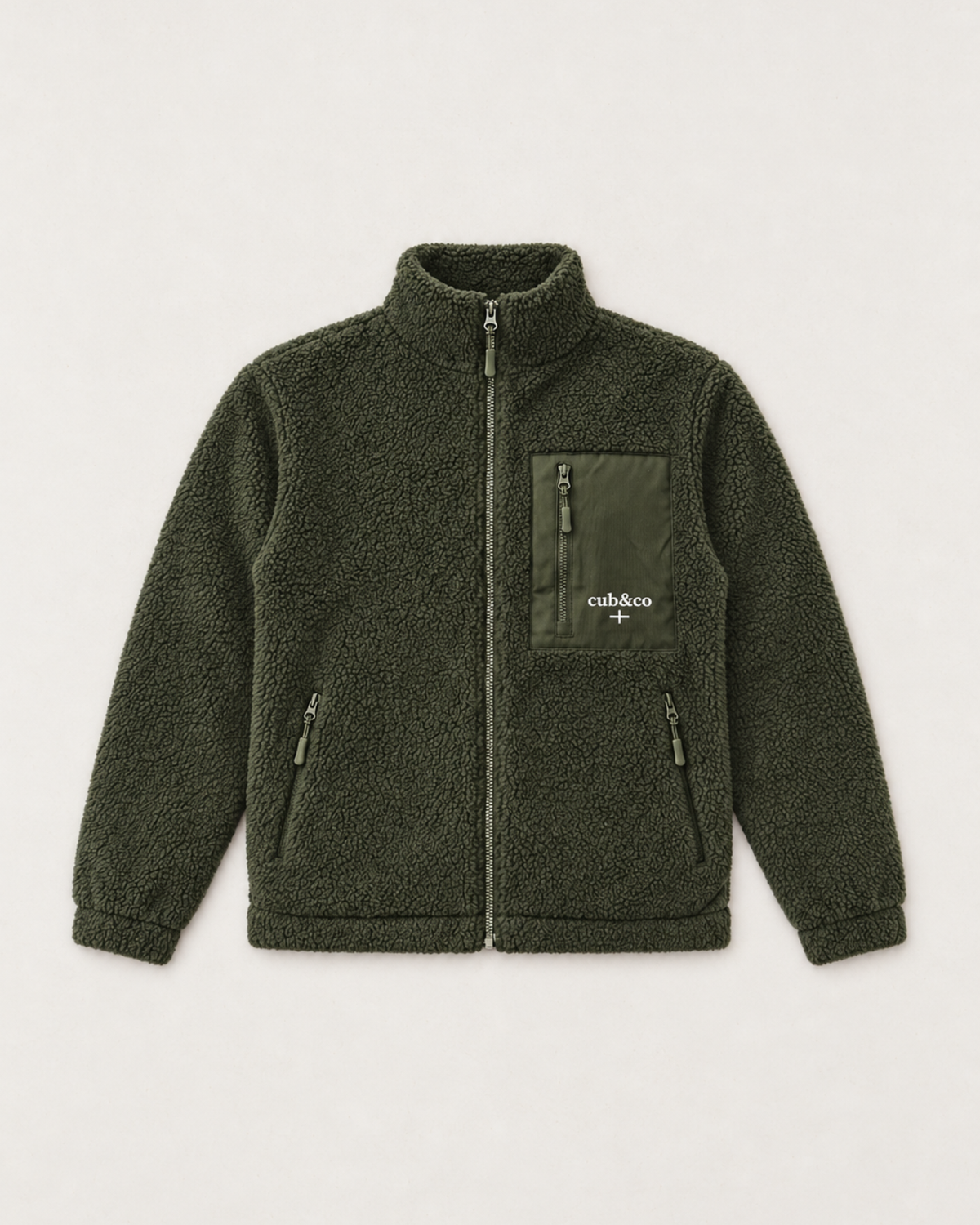 Kernow Heavyweight Sherpa Fleece Jacket – Moss Green