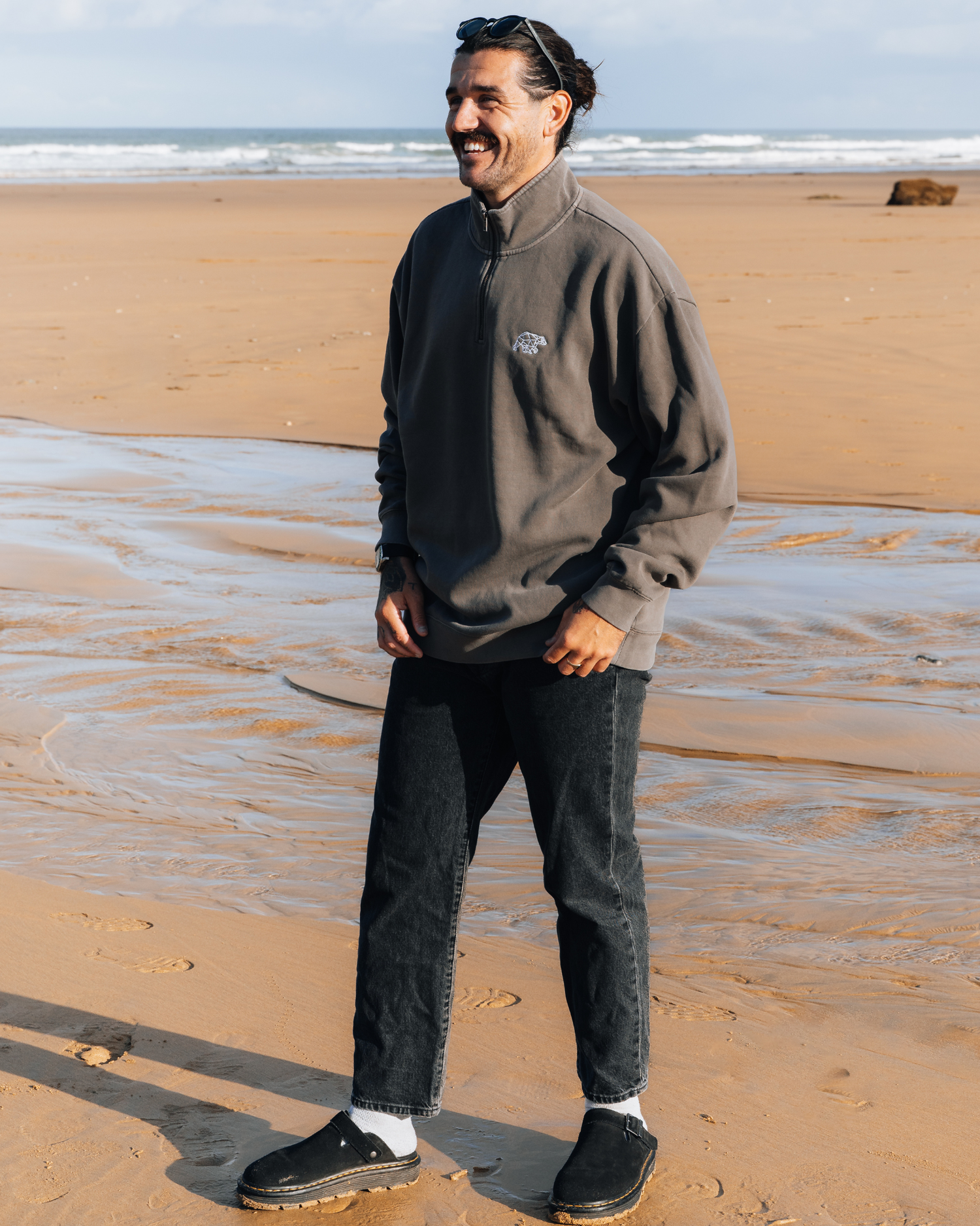 Bear Essentials Washed Brown Quarter Zip