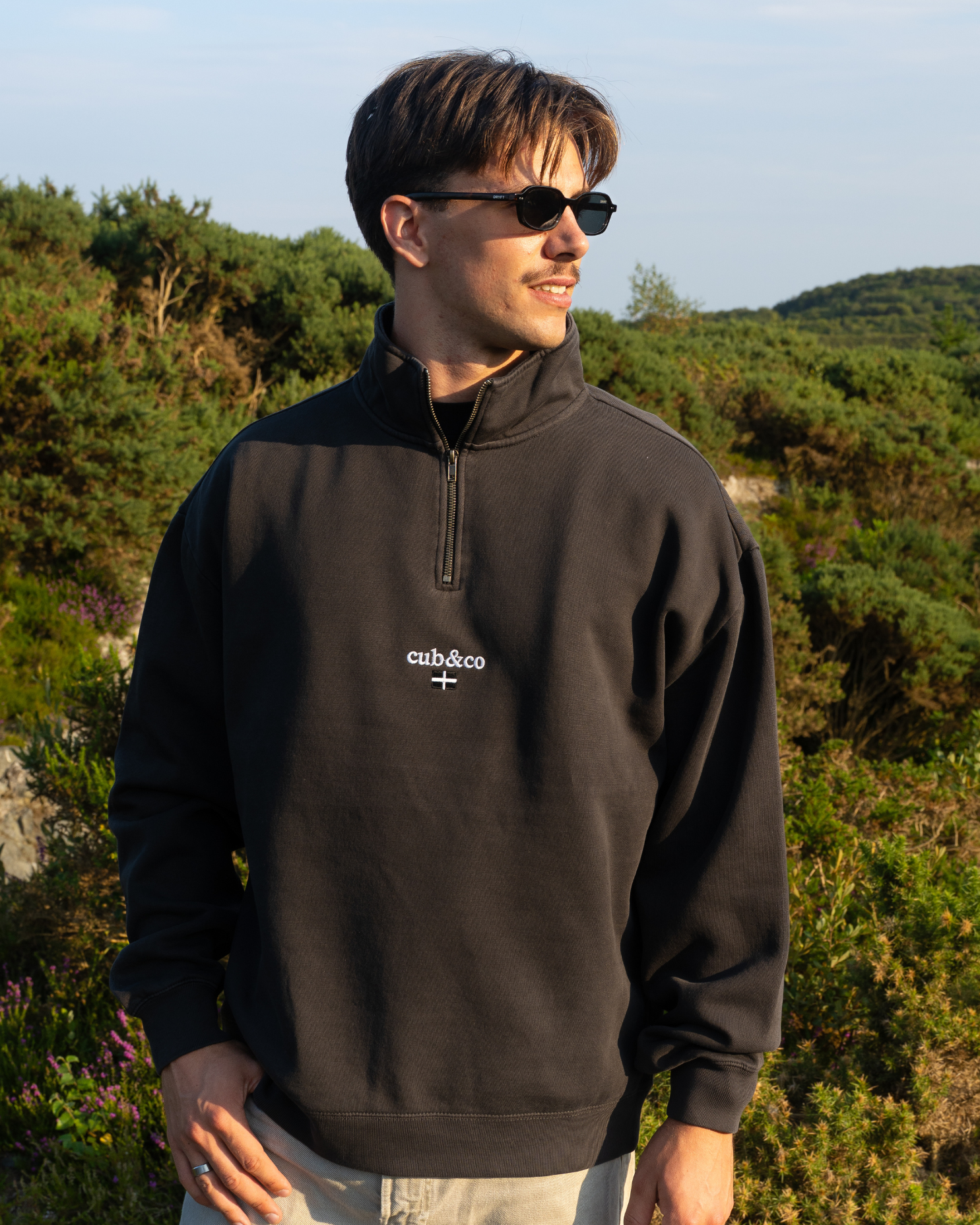 Kernow Washed Black Quarter Zip