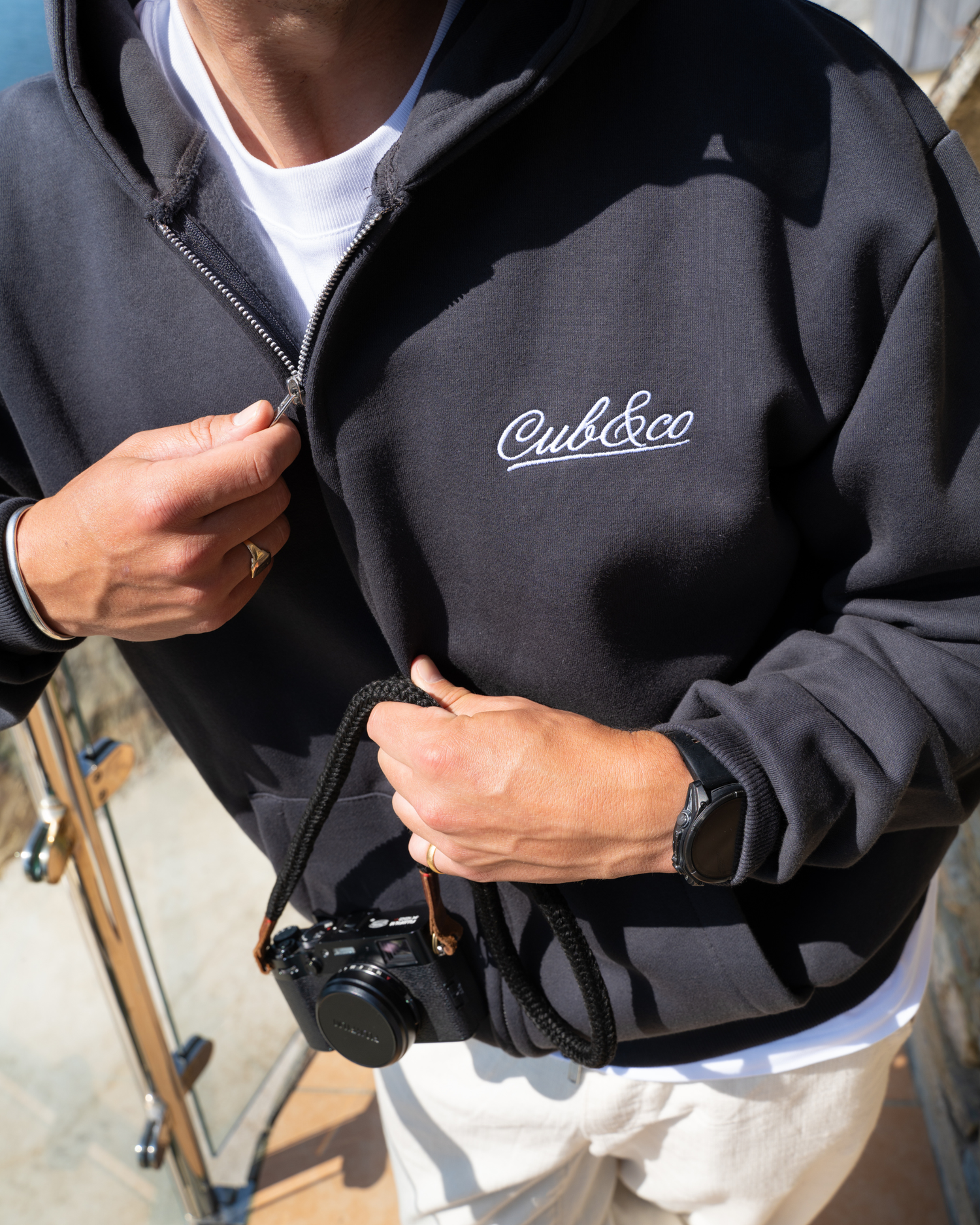 Written Heavyweight Full Zip Hoodie – Slate Grey