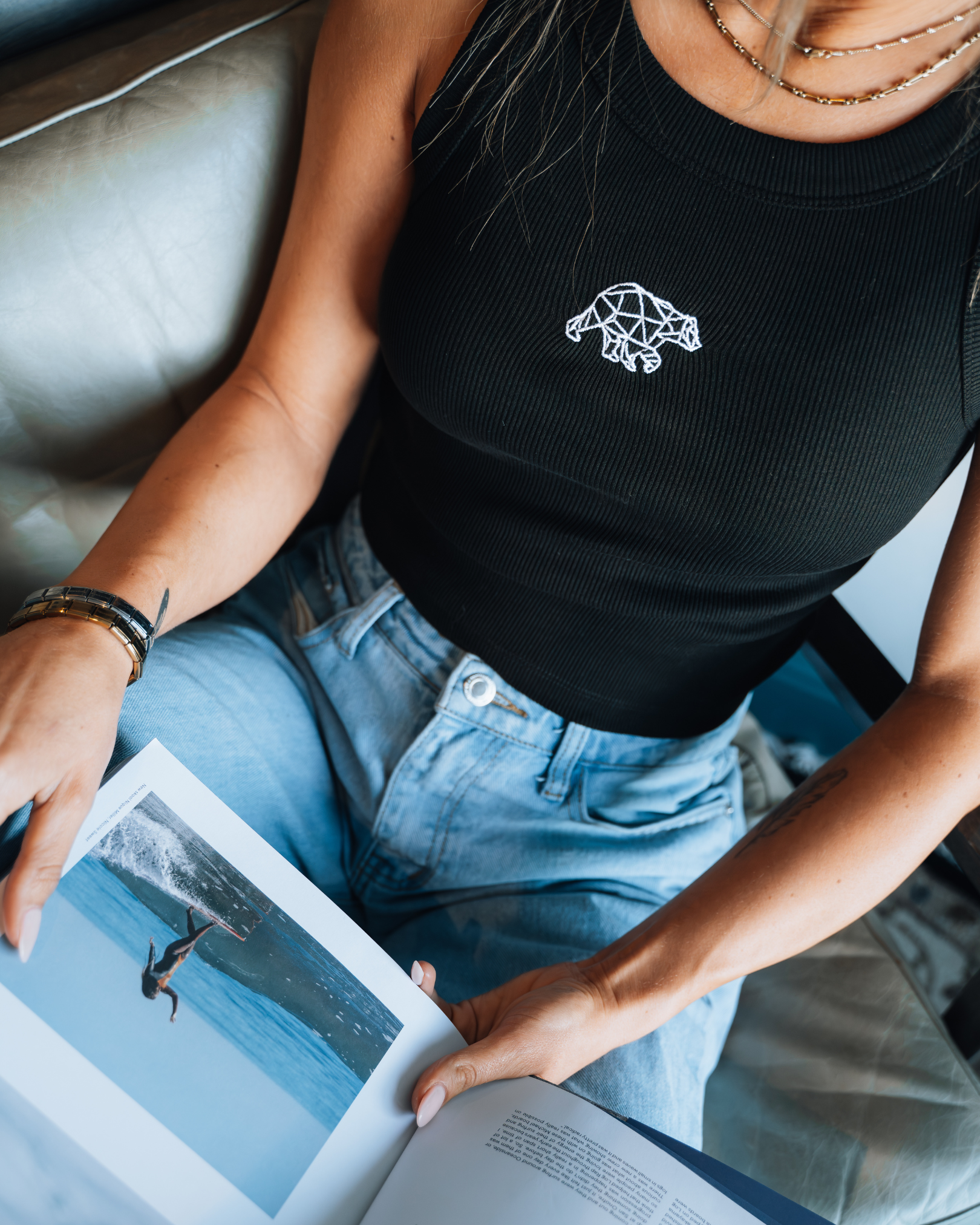 Bear Basic Ribbed Vest - Black