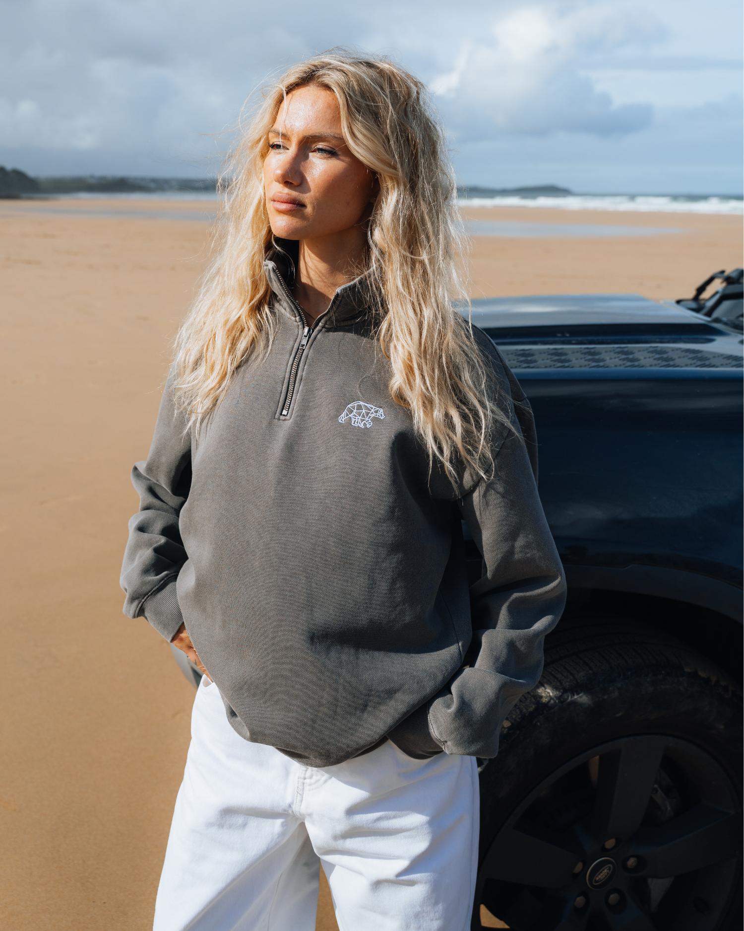 Bear Essentials Washed Brown Quarter Zip