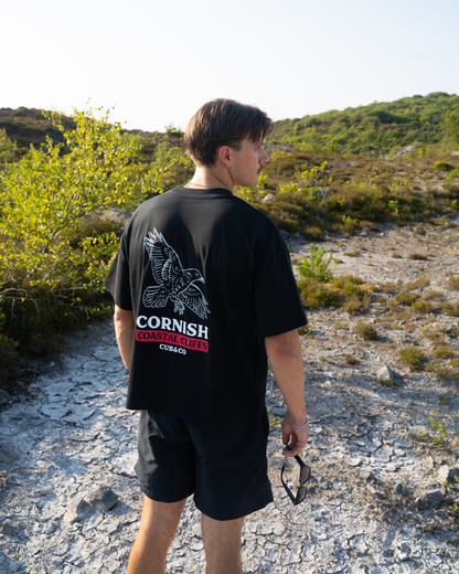 Cornish Chough Heavyweight Box T-Shirt – Black