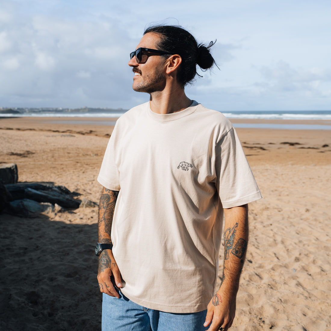 3 Tier Heavyweight Relaxed Fit T-Shirt - Sand