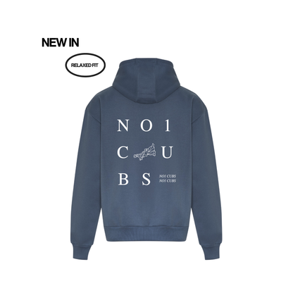 Blue hoodie with &