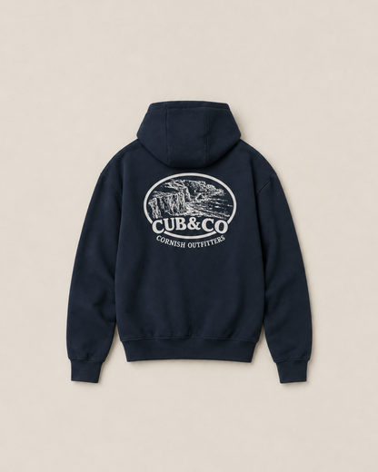 Cornish Cliffs Full Zip Hoodie – Navy
