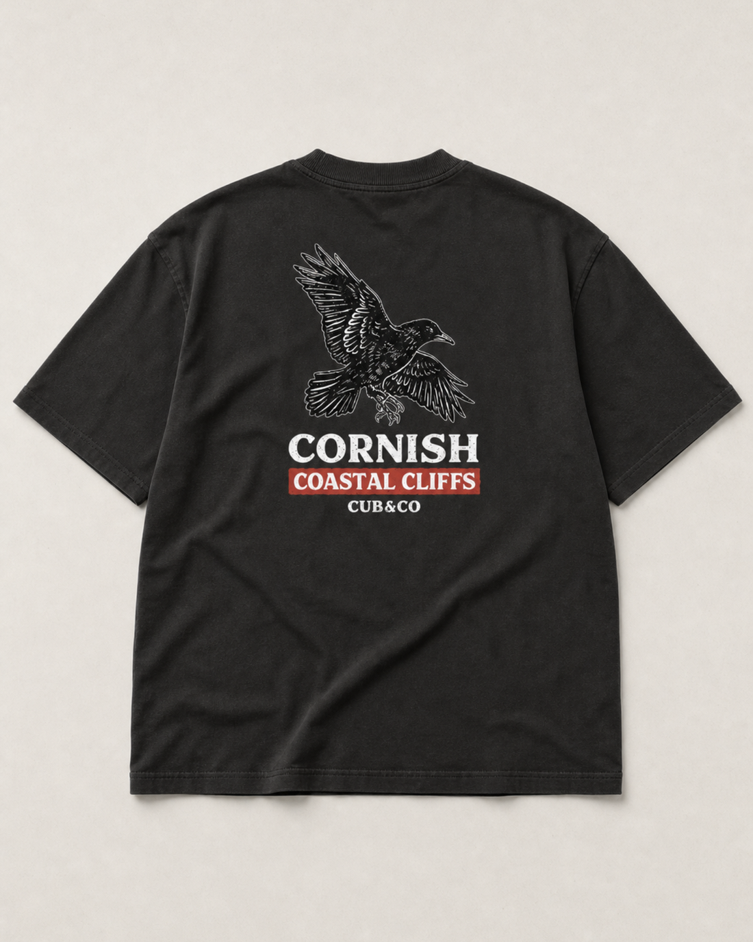Cornish Chough Heavyweight Box T-Shirt – Black