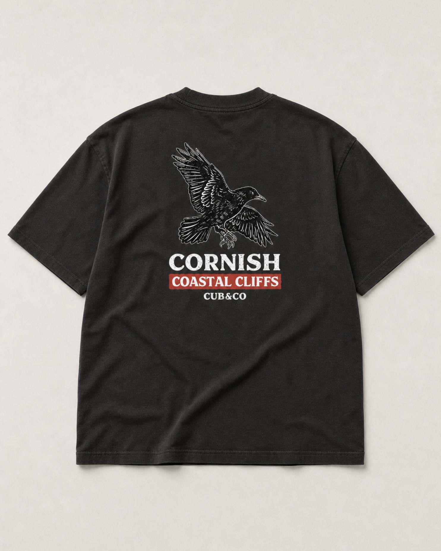 Cornish Chough Heavyweight Box T-Shirt – Black