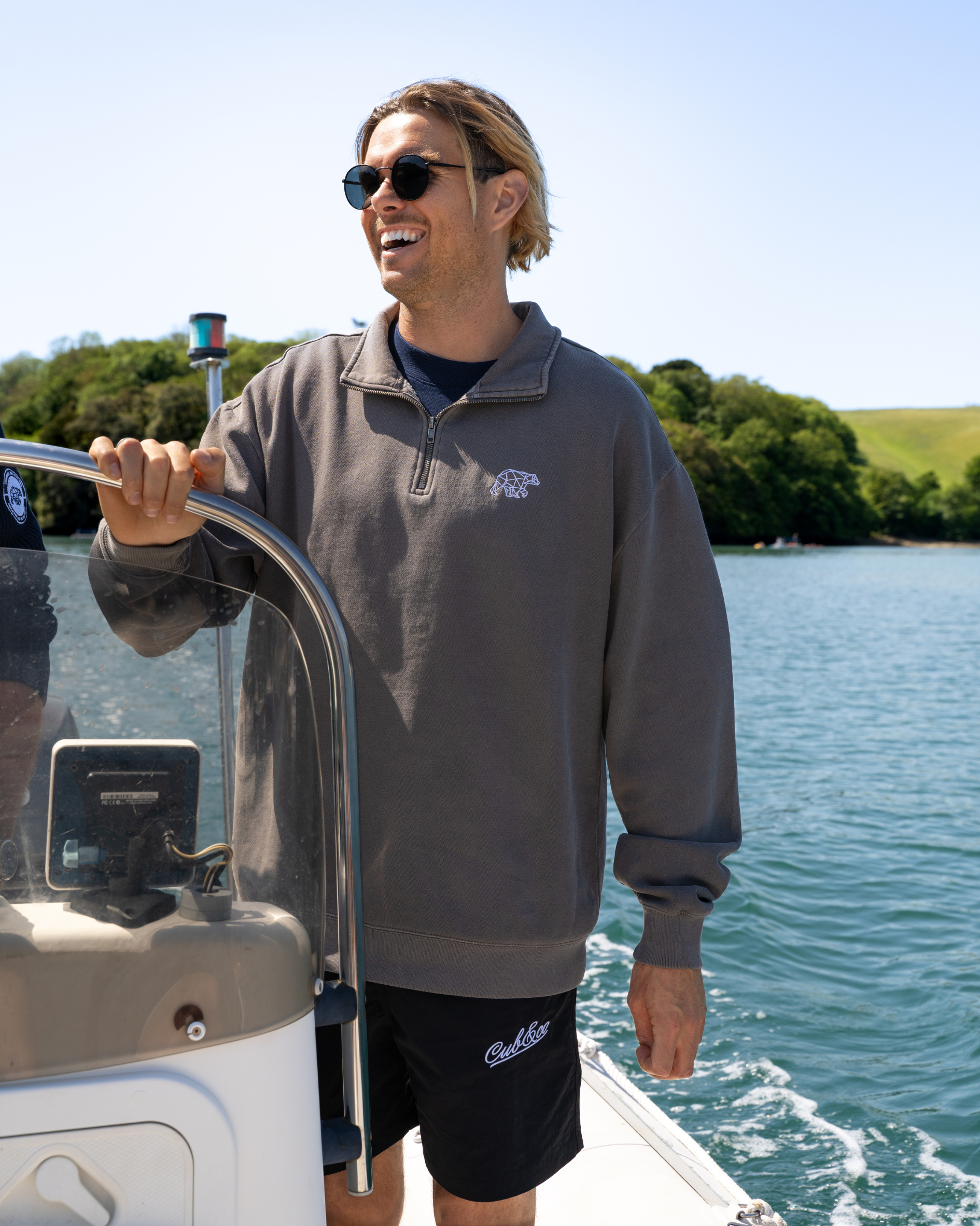 Bear Essentials Washed Brown Quarter Zip