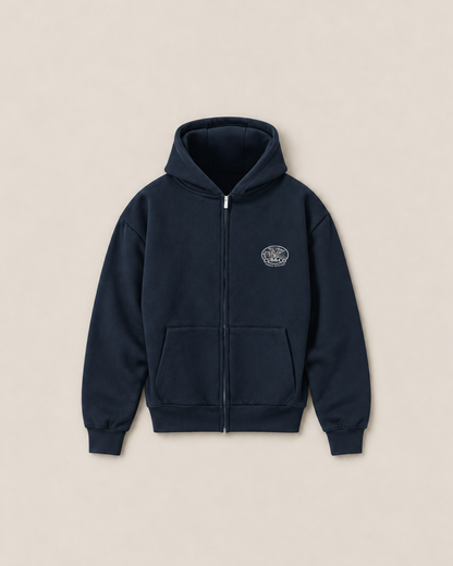 Cornish Cliffs Full Zip Hoodie – Navy