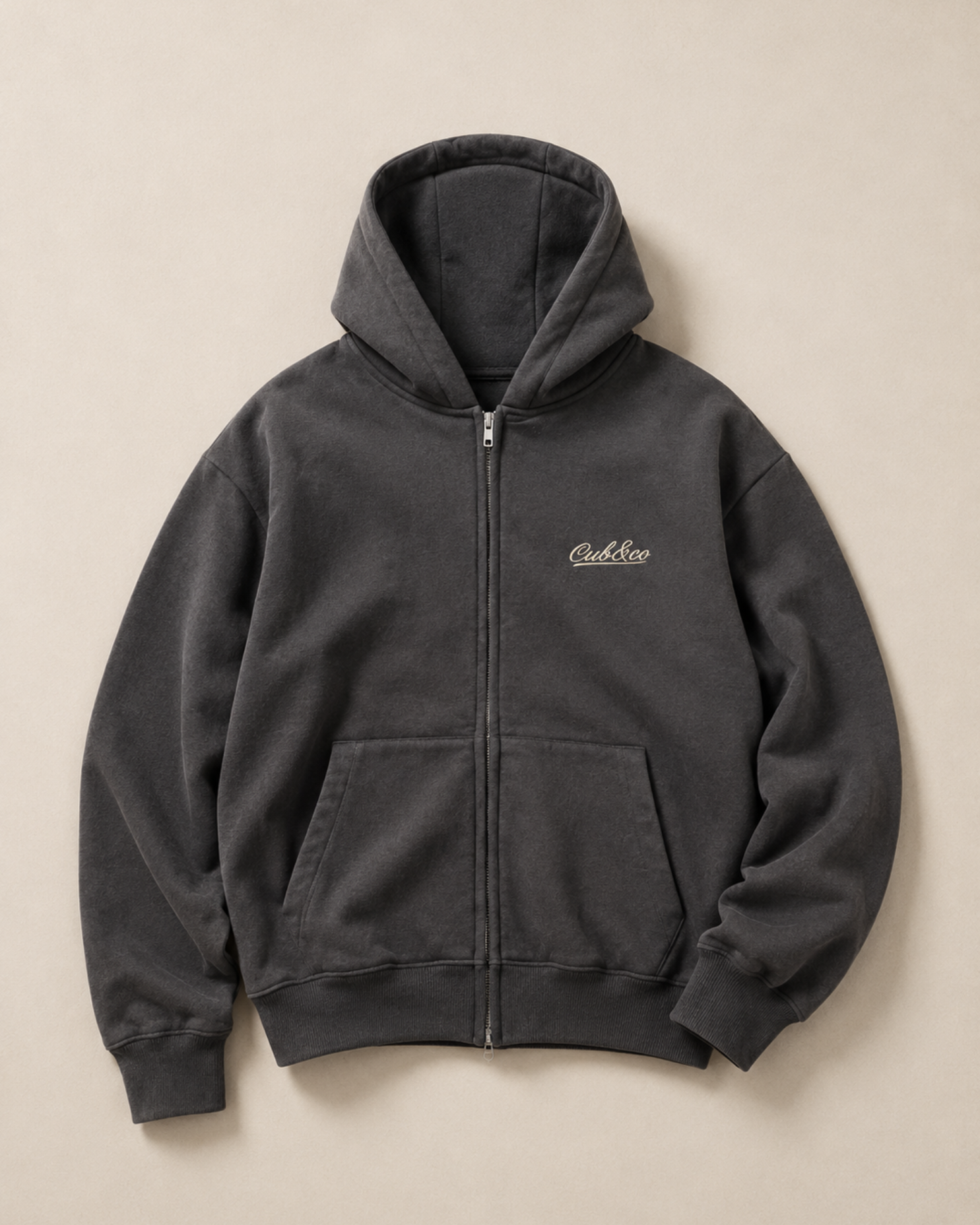 Written Heavyweight Full Zip Hoodie – Slate Grey