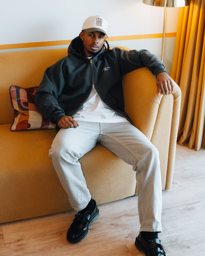 Written Heavyweight Zip Up Hoodie - Slate Grey