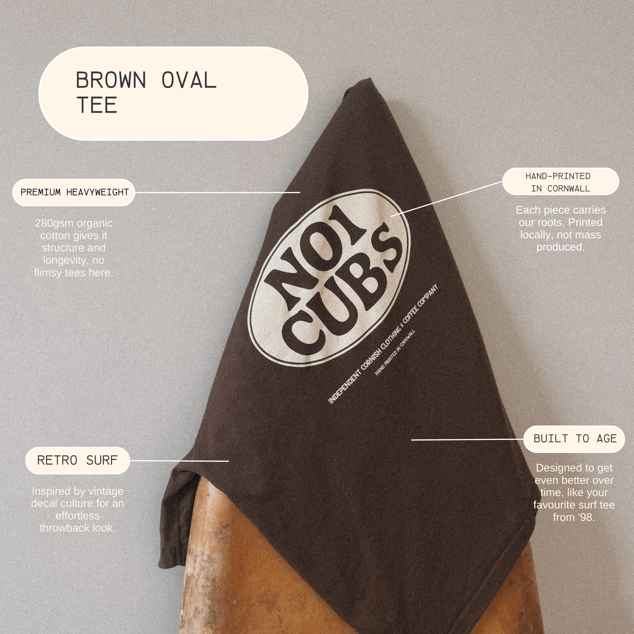 Oval Heavyweight Box T-Shirt - Brown