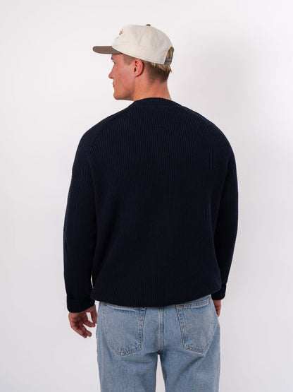 Fishermans Knitted Jumper -  Navy