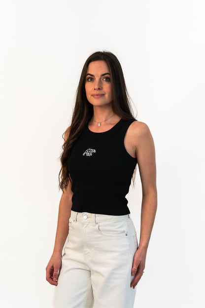 Bear Basic Ribbed Vest - Black