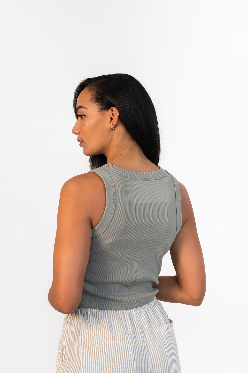 Bear Basic Ribbed Vest - Khaki