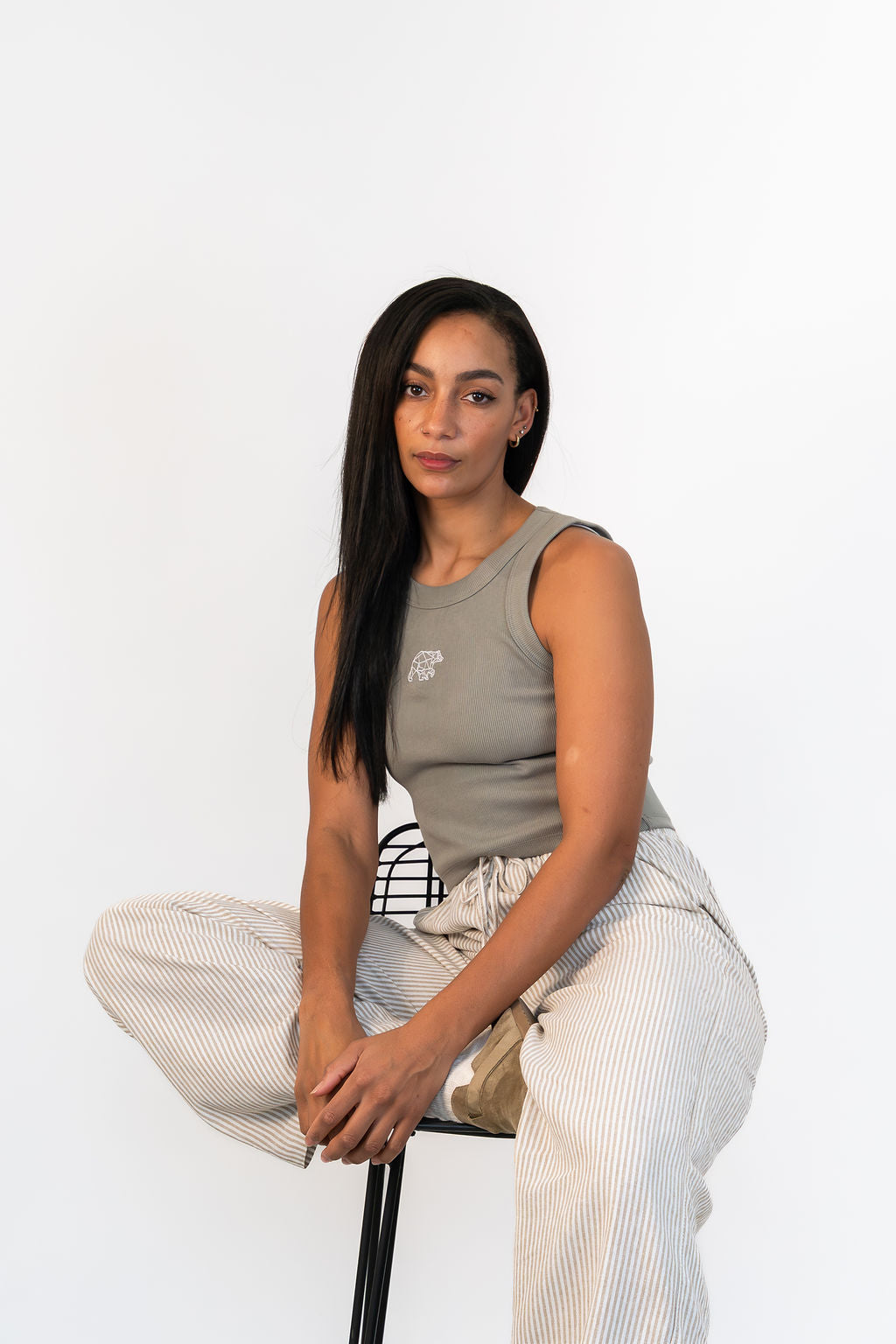 Bear Basic Ribbed Vest - Khaki