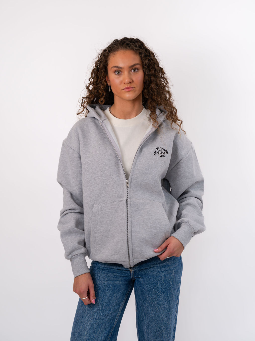 Polybear Heavyweight Full Zip Hoodie - Heather Grey