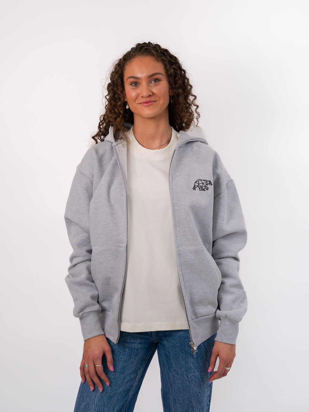 Polybear Heavyweight Full Zip Hoodie - Heather Grey