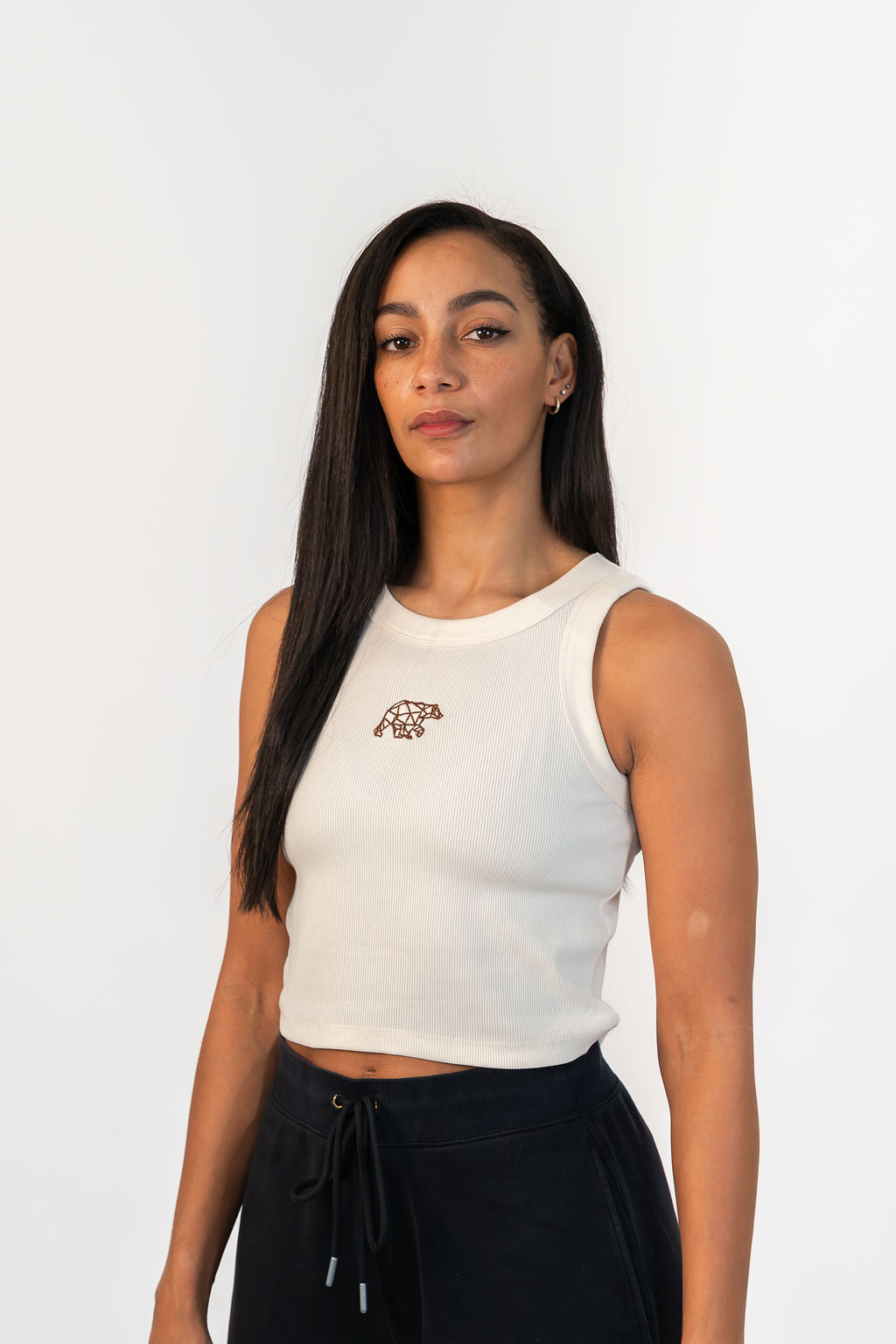 Bear Basic Ribbed Vest - Cream