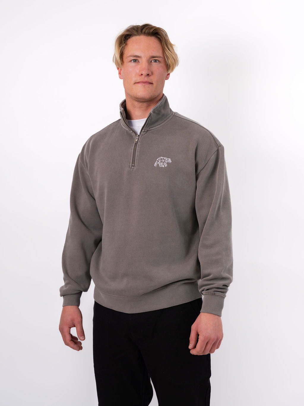 Bear Essentials Washed Brown Quarter Zip