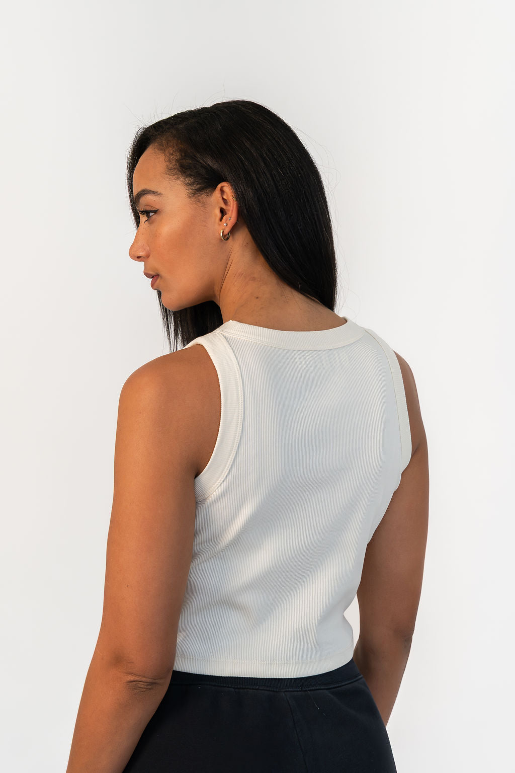 Bear Basic Ribbed Vest - Cream