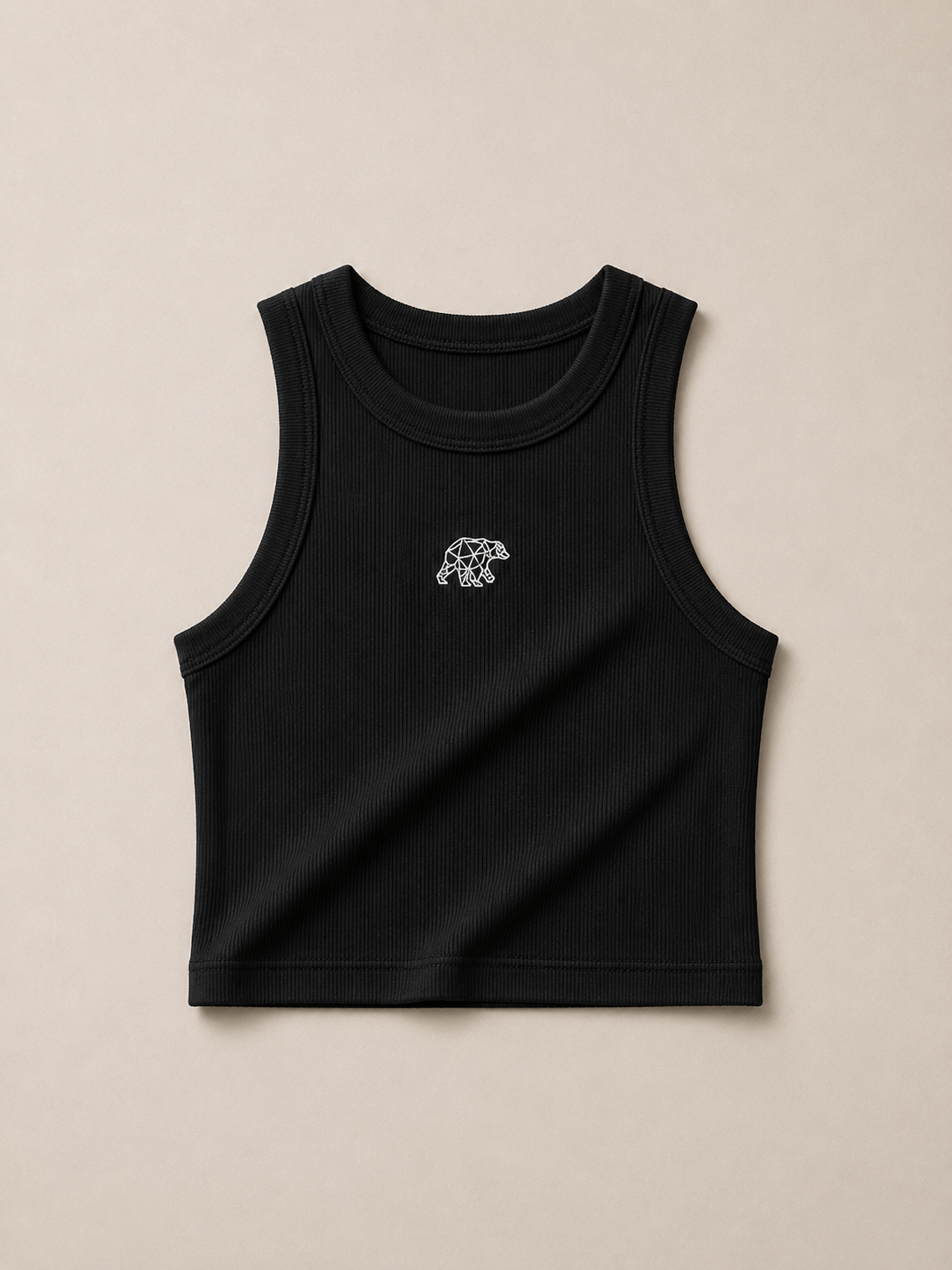 Bear Basic Ribbed Vest - Black