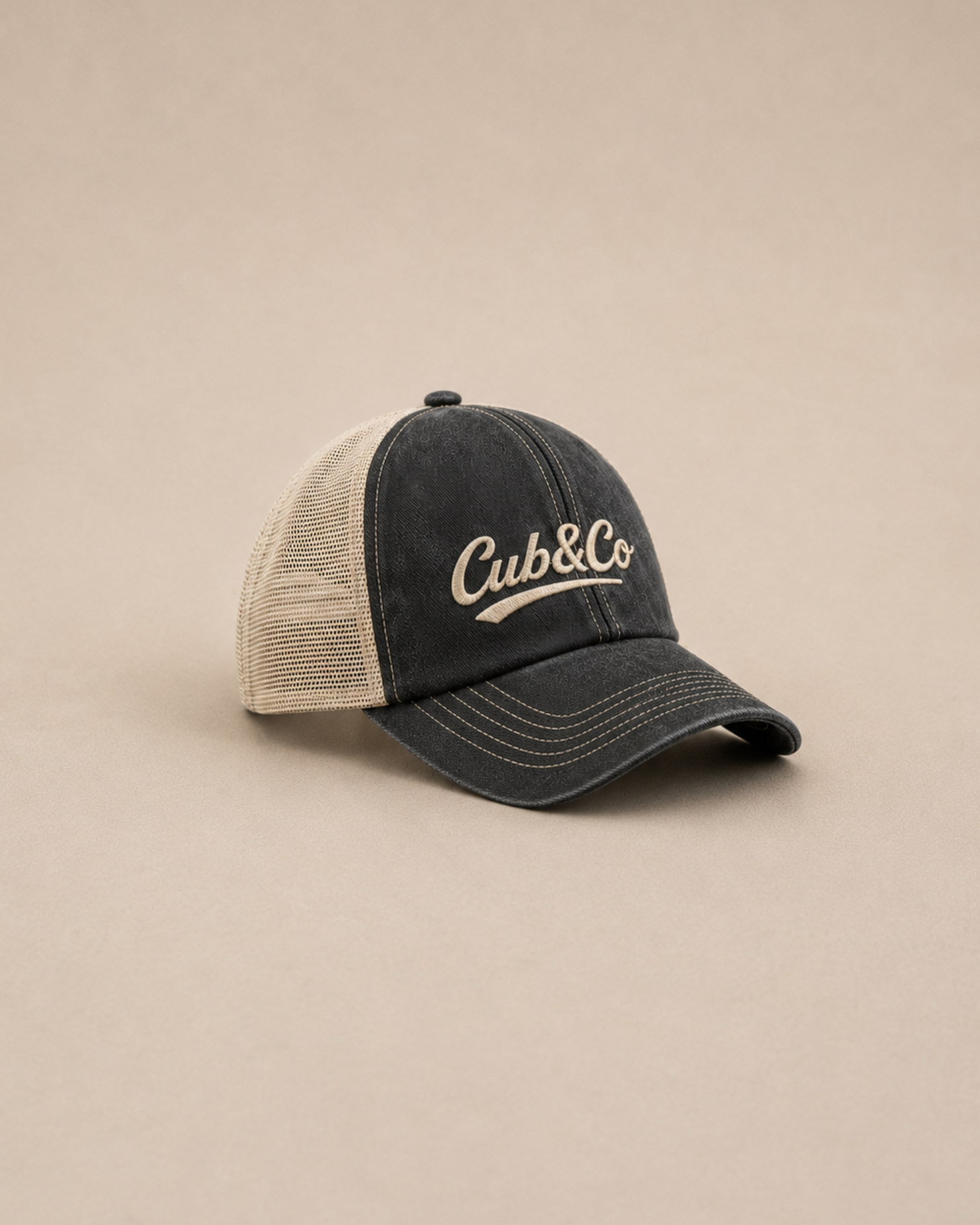 Signature old boy cap- Washed Black &amp; Dust