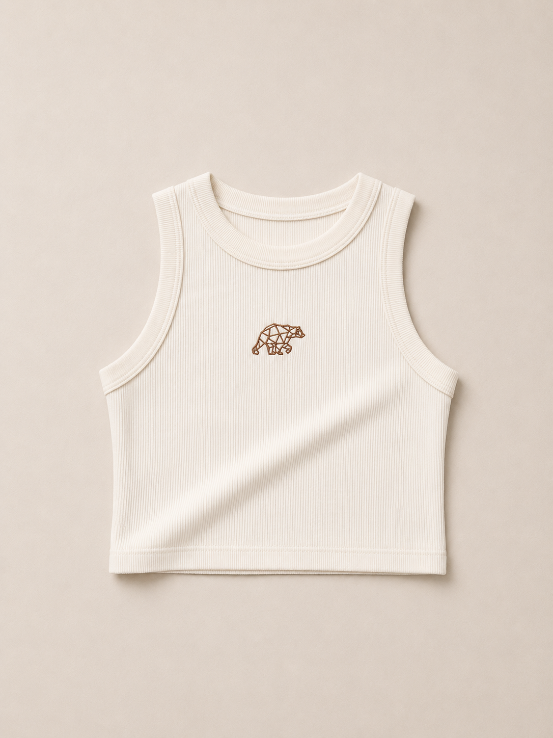 Bear Basic Ribbed Vest - Cream