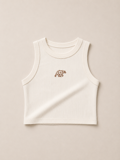 Bear Basic Ribbed Vest - Cream