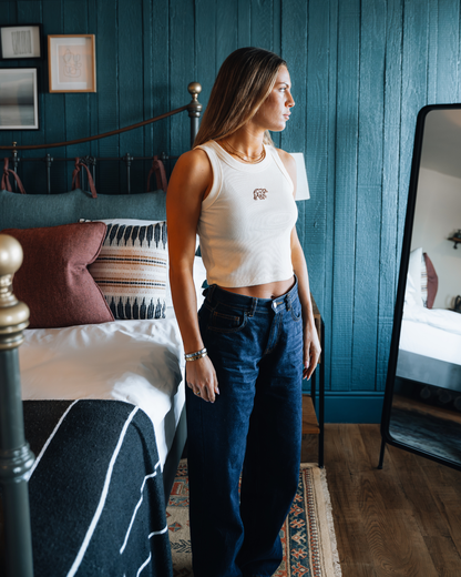 Bear Basic Ribbed Vest - Cream